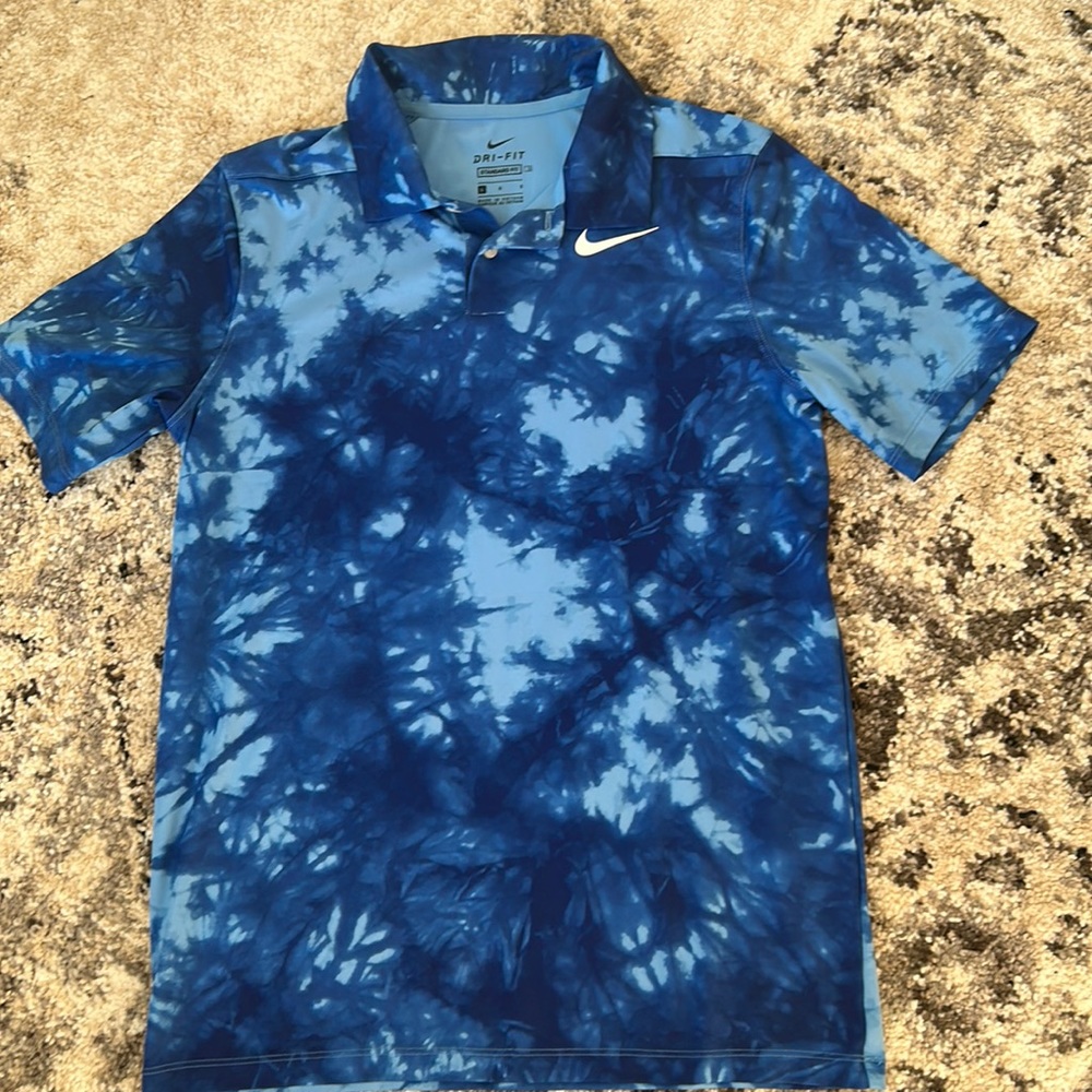 Nike Boys Blue Tie-Dye Dri-FIT Polo